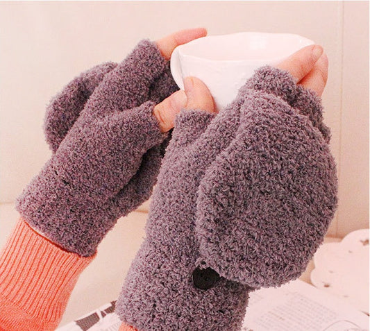 women's winter multi-functional half finger gloves