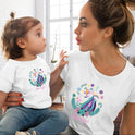 Girls Red Lip Print T-shirt Funny Family Collocation