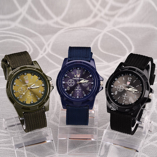 Nylon strap watch three-eye three-pin quartz watch