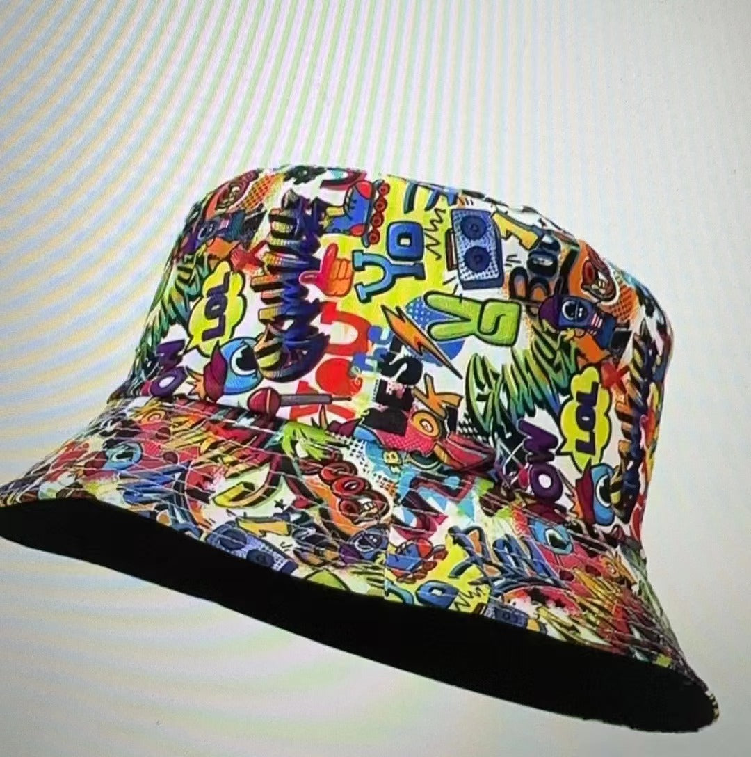 Versatile Geometric Graffiti Retro Fisherman Hat