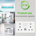 Double Wall Plug Socket 2 Gang 13A W 2 Charger USB Outlets Flat  UK