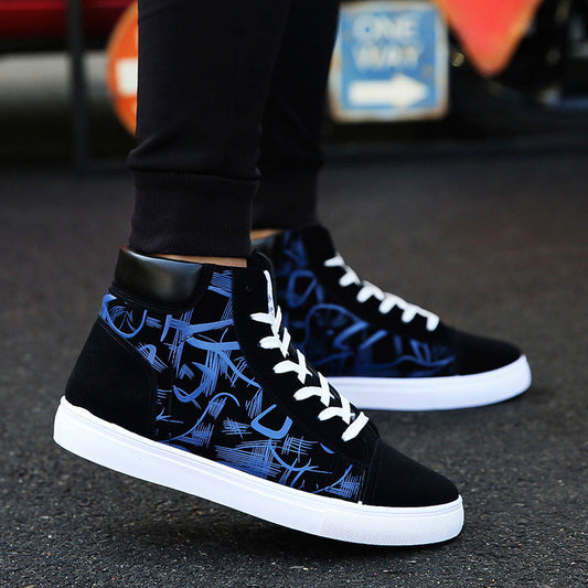 Men's high-top casual lace-up canvas shoes