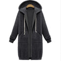 Hooded long-sleeved winter sweater women's jacket in a long thick shirt