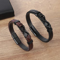 Stainless Steel Leather Bracelet Popular Pattern Men