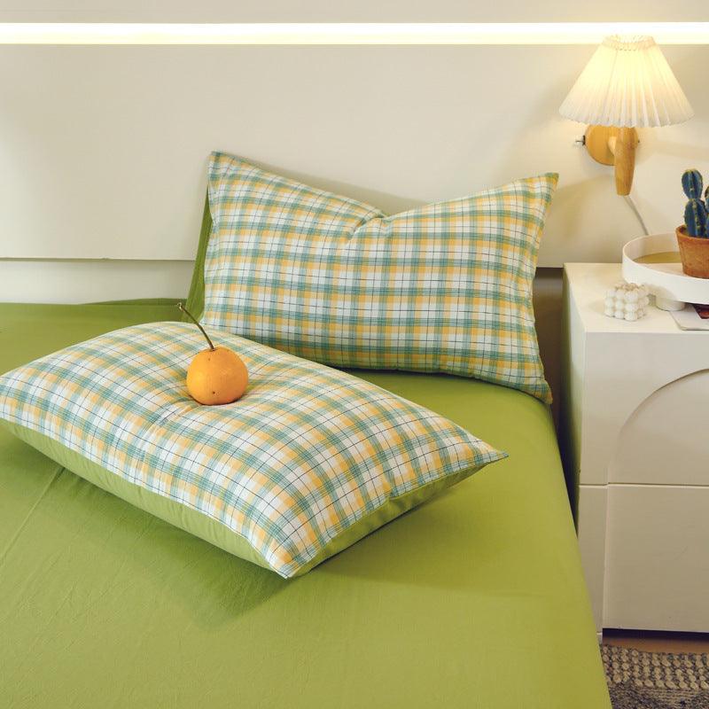 Washed Cotton Pillowcase Yarn-dyed Double-piece Types A And B Single Pillowcase