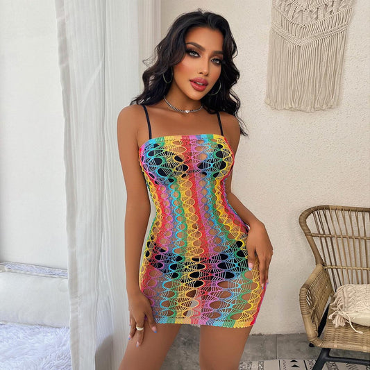 Women's Fashion Colorful Tight Fishnet Clothes Hip Skirt