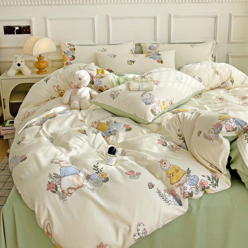 Soft Pastoral Style Double-layer Yarn Four-piece Bedding Set