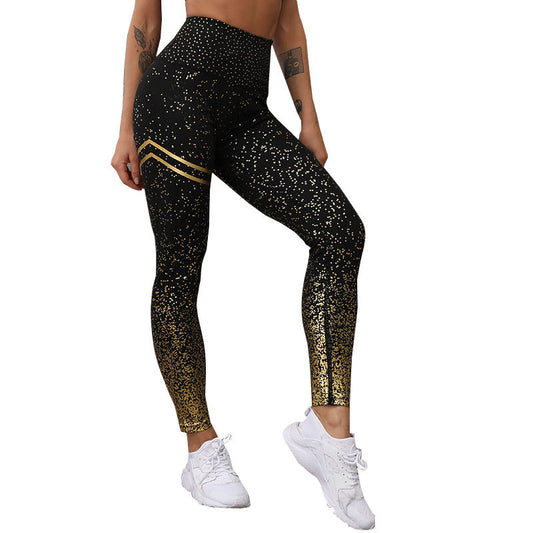 Sequined Printed Slim-fit Yoga Sports Pants For Women