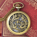 Hollow dragon and phoenix play beads pocket watch