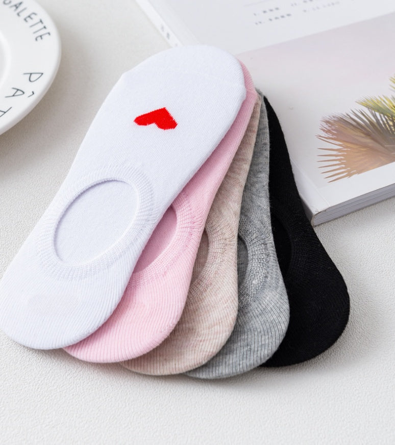 Heart Print Women's Socks Love Invisible Boat Socks Silicone Non-slip Short Socks