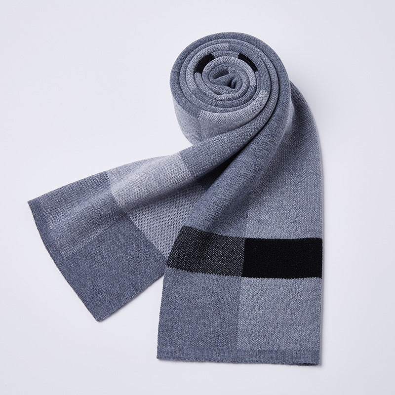 Plaid knitted wool scarf