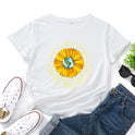 Bee Festival European And American Loose Round Neck Sunflower Short Sleeve