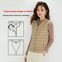 Women's Liner Waistcoat Lightweight Vest Down Jacket Round Neck Thin Lightweight