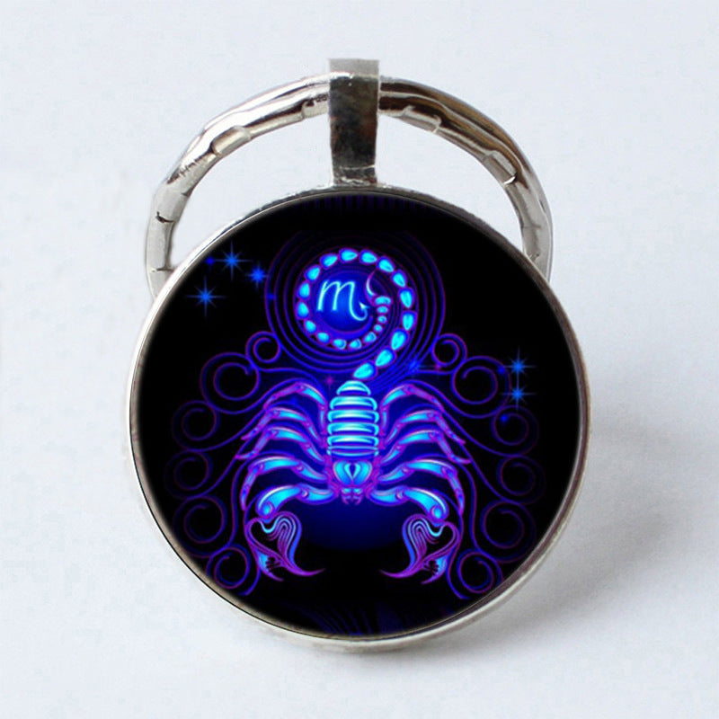 Twelve Constellation 25mm Time Gem Metal Keychain