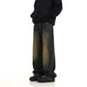 Men's Autumn American Fashion Brand Loose Yellow Mud Dyed Washed Vintage Jeans