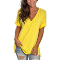 V-neck Solid Color Short-sleeved Top Loose Women's T-shirt