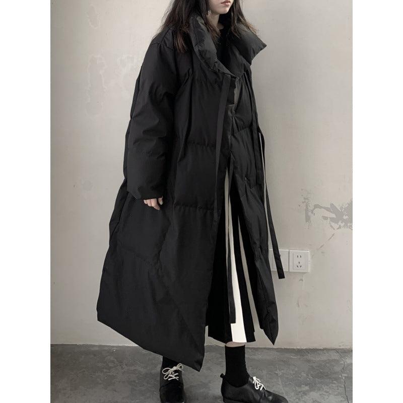 Down Cotton-padded Coat Dark Loose Lovers Three-quarter Length Women