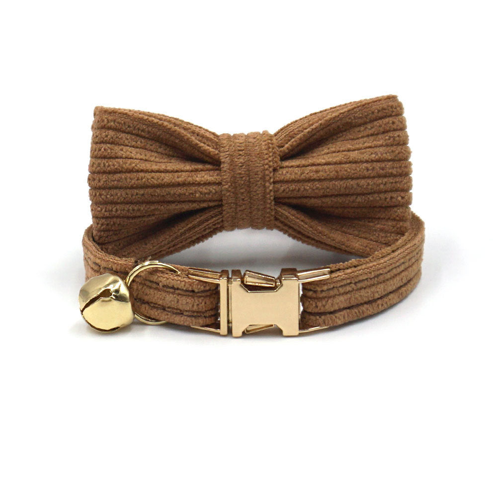 Handsome Cat Bow Corduroy Cat Collar