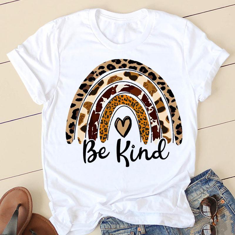 Personalized Printing Ladies White Round Neck T-shirt Top