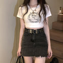 Design Sense Of High Waist Short Style Thin T-shirt Chic Style Spice Girl Slim Top