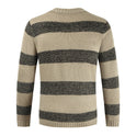 Round Neck Color Block Knitted Striped Sweater