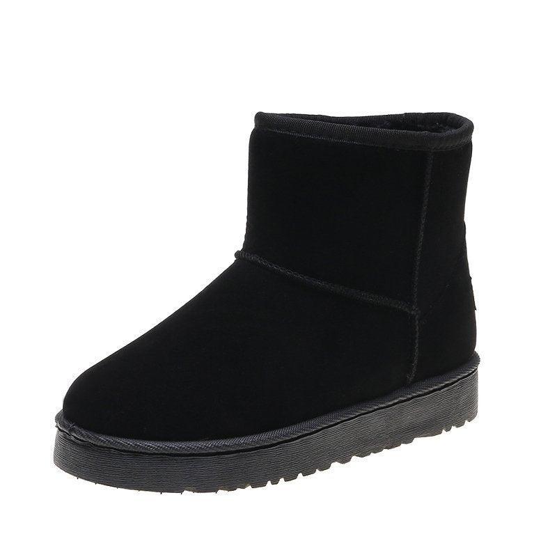 Women's Flat-Bottom Thickened Leather Plus Size Couple Snow Boots