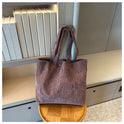 Solid Color Retro Corduroy Fashion Design Shoulder Bag