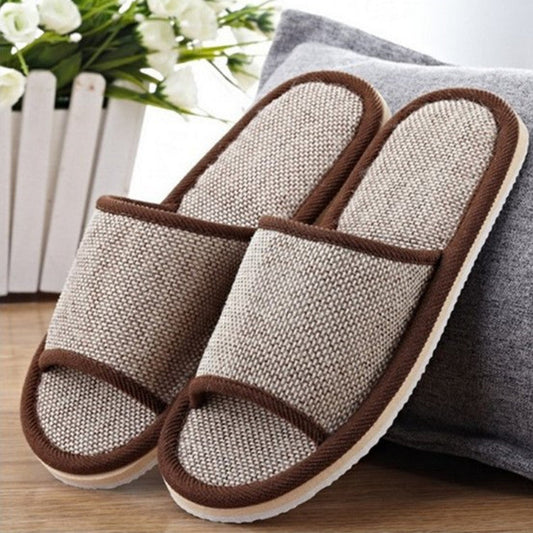 Retro Solid Color Coarse Cloth Hotel Home Slippers