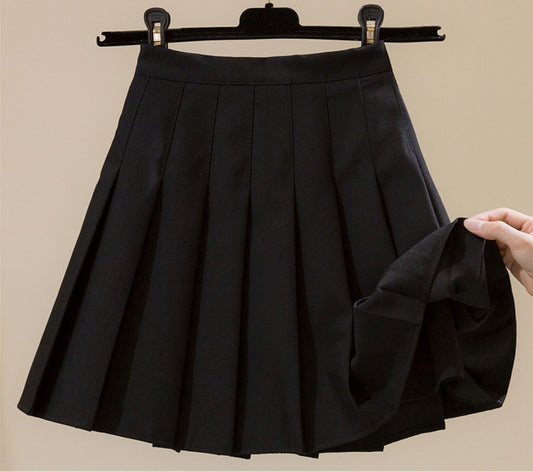 Pleated Short Women's Half High Waist A-line Skirt