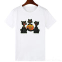 New Women's Black Cat The Print Of Cat's Paw Short Sleeve Loose