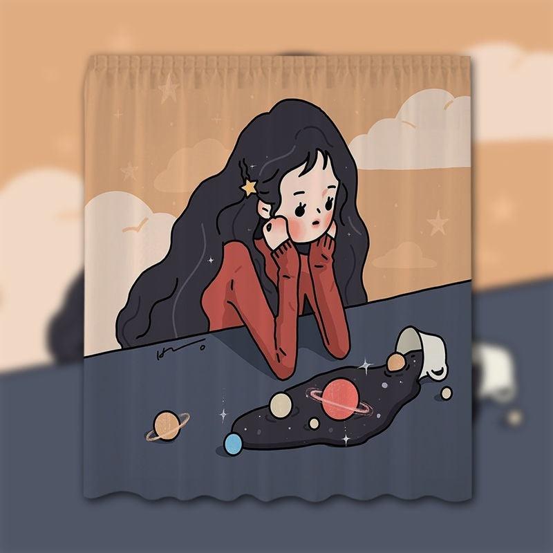 Dormitory Simple Paste Shading Cloth Korean Ins Style Velcro Curtain