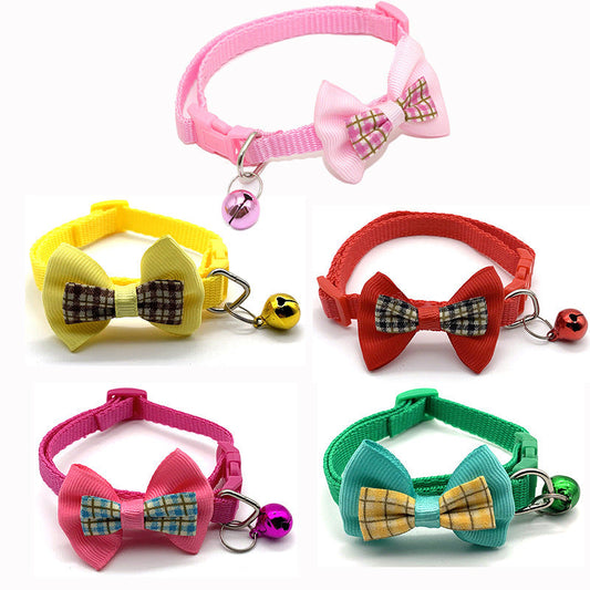 Pet Plaid Bow Collar Cat Cute