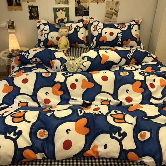 Cartoon Printed Four-piece Bedding Set Quilt Cover Bedding