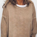 Solid Color Long Sleeve Casual Loose Top Women