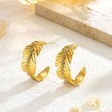 Titanium Steel Feather Rhinestone Earrings Fashion