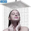 12   Large Square Shower Head Chrome Stainless Steel Rainfall Overhead Bathroom