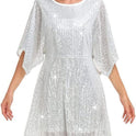 Women's Sequined Loose Slit Sleeve Casual Dress