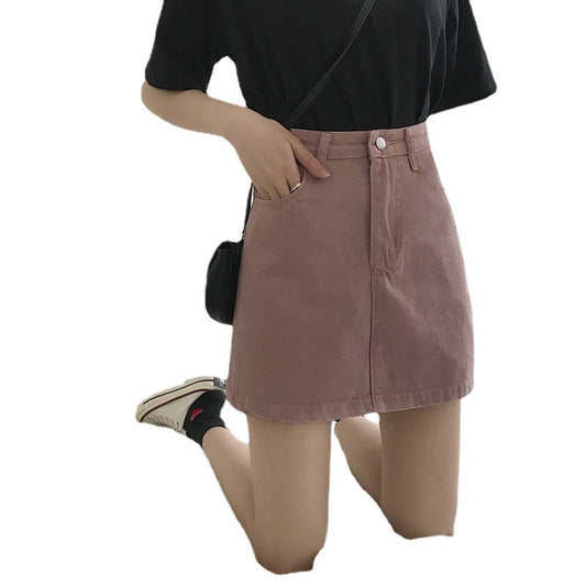 Black Denim Skirt High Waist A-line Skirt