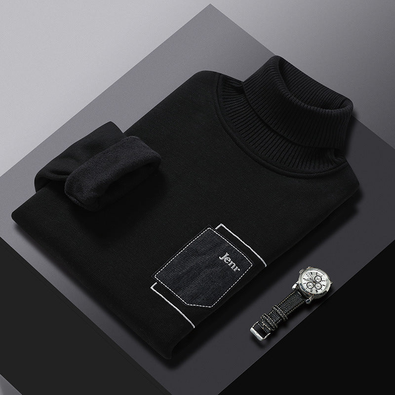 Men's Turtleneck Faux Pocket Sweater Pullover