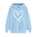 Women's Long-sleeved Hooded Heart Printing Couple's Shirts