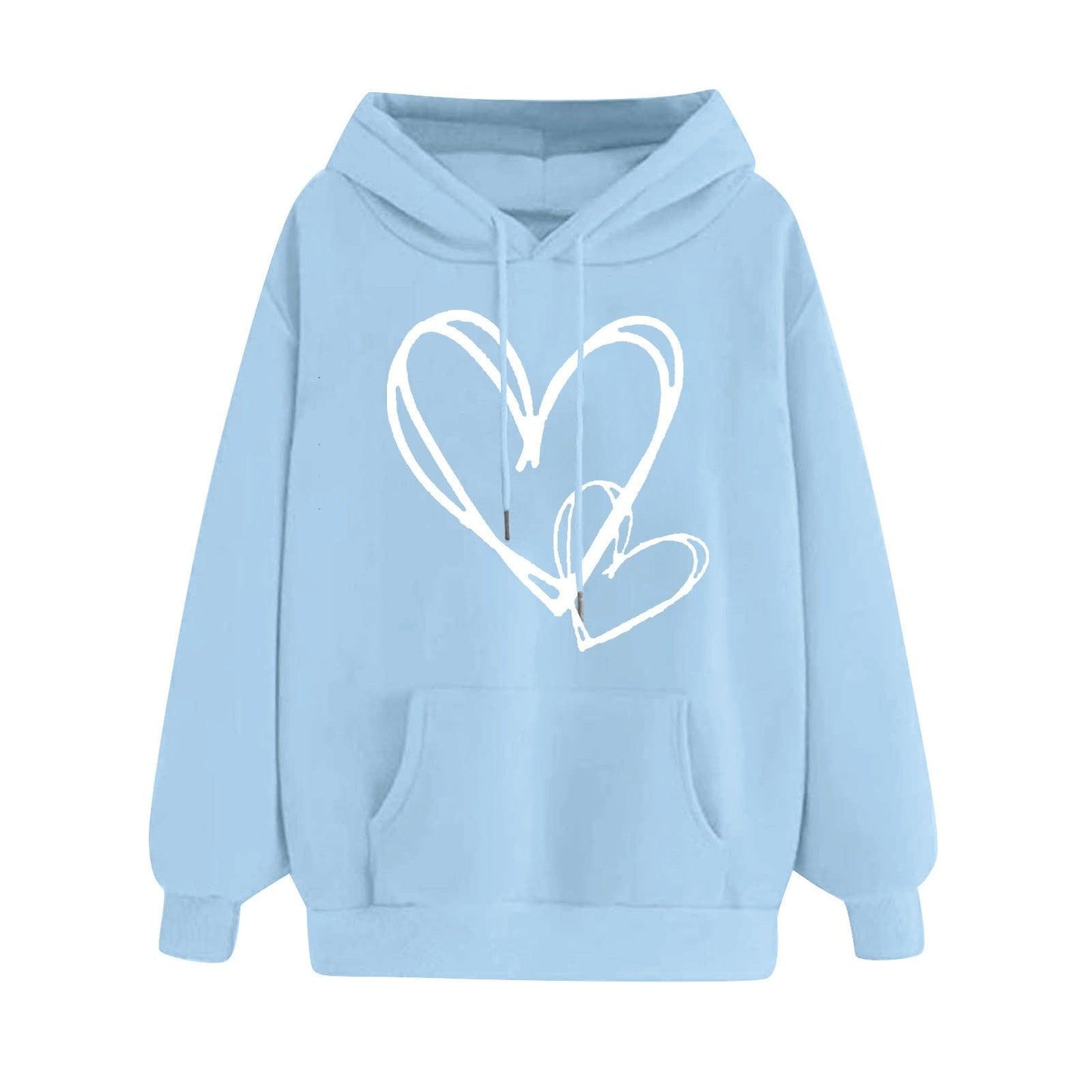 Women's Long-sleeved Hooded Heart Printing Couple's Shirts