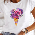 Crew Neck Casual Printed T-shirt For Women