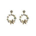 Exaggerated Alloy Diamond Garland Butterfly Earrings