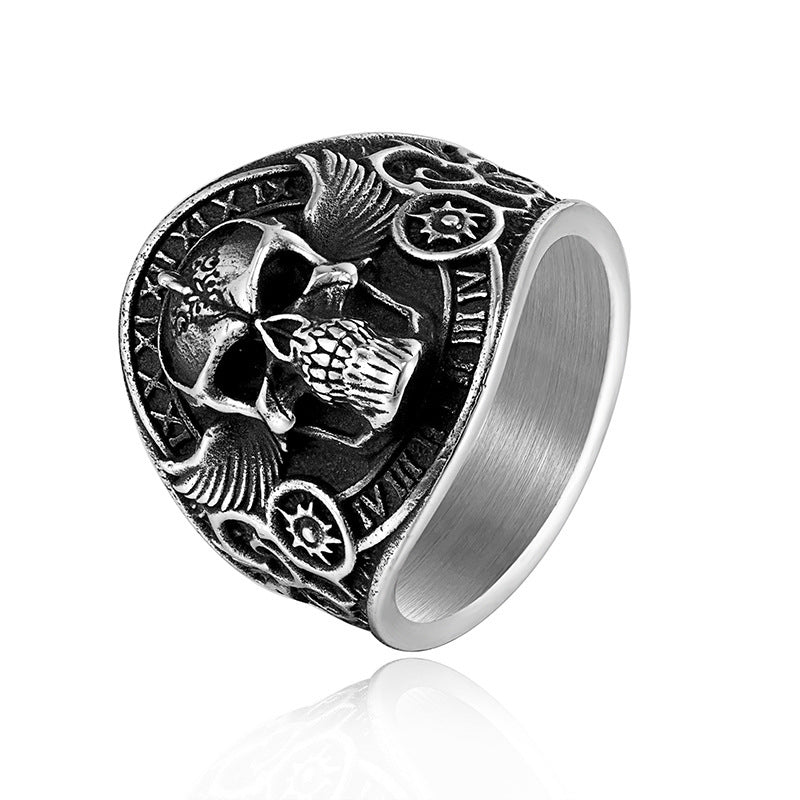 Punk Locomotive Skull Trendy Men's Ring