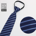 Black Men's Tie Striped Blue Business Tie Lazy Zip Tie In Stock Wholesale Pull Peels