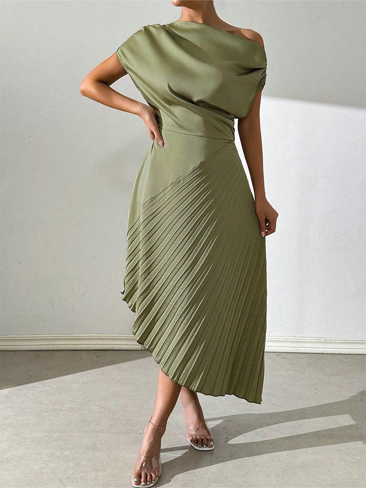 Elegant Ruffled Design Irregular Dress Women