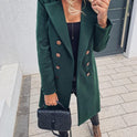 Autumn And Winter Solid Color Long-sleeved Double-breasted Mid-length Woolen Top Coat