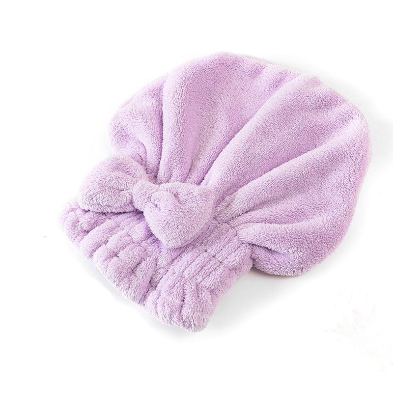 Cute Thick Solid Color Absorbent Dry Hair Cap Women Quick-drying Shower Cap