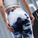 Ink Jacquard Tie-dyed Bubble Polyester Yoga Pants Slim Fit
