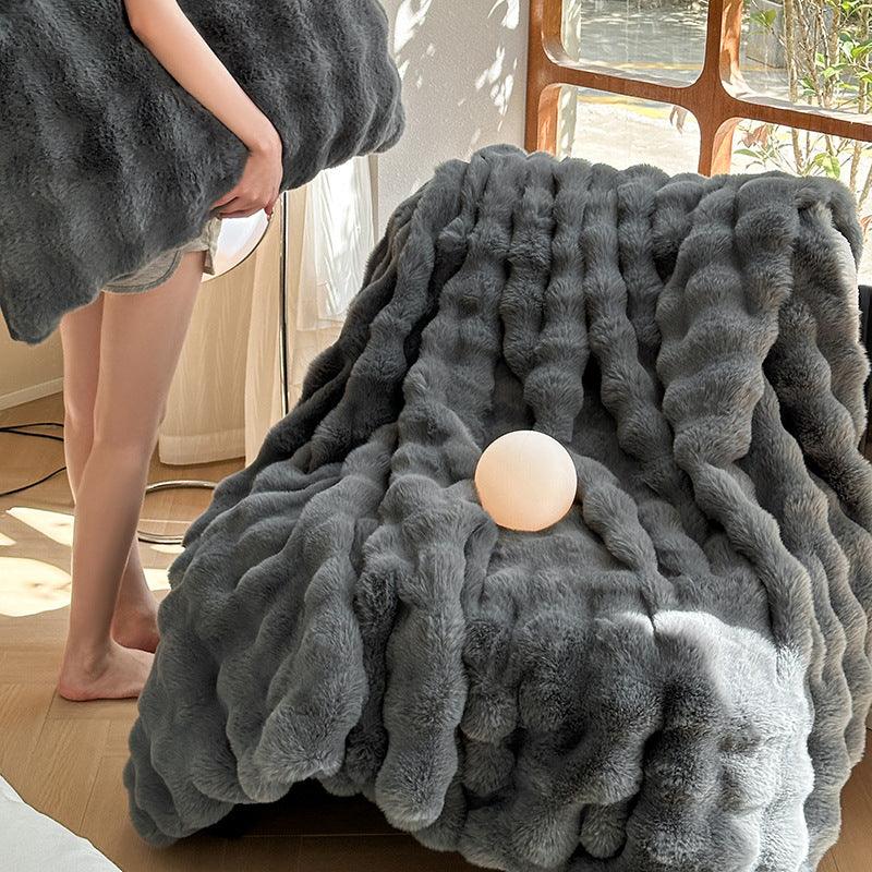 Rex Rabbit Velvet Blanket Thickened Warm Fur Velvet Nap Blanket